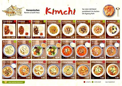 Speisekarte Von Kimchi Restaurant Aachen