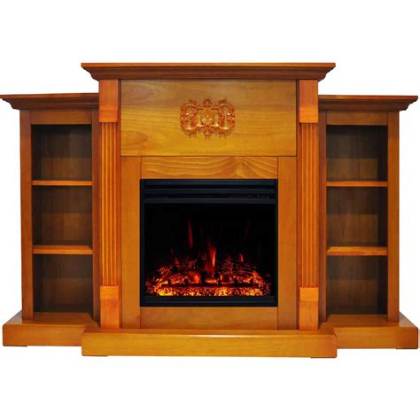 Cambridge Sanoma Electric Fireplace Heater with 72-In. Teak Mantel ...