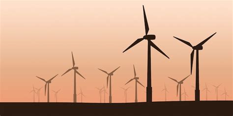 Wind Turbines Silhouette Premium Vector