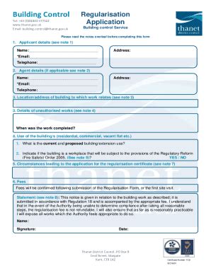 Fillable Online Building Control Thanet District Council Fax Email