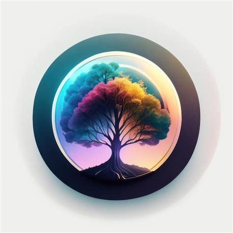 Premium AI Image | Round logo modern and futuristic of tree with soft colors Generative AI