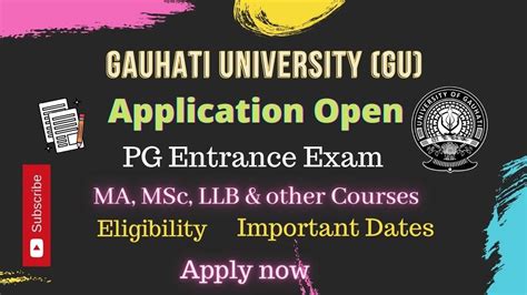 Gauhati University Pg Entrance Application Open Complete Details