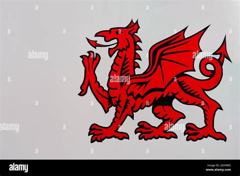 Vivid red Welsh dragon symbol Stock Photo - Alamy