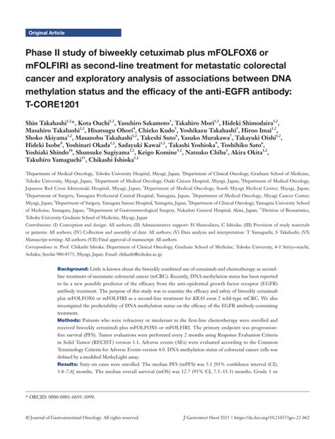 PDF Phase II Study Of Biweekly Cetuximab Plus MFOLFOX6 Or MFOLFIRI As