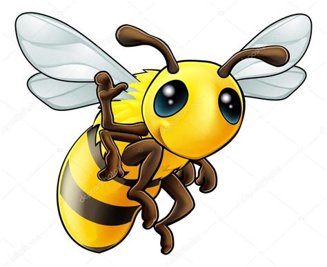 Feliz Ondeando Abeja De Dibujos Animados Vector Gráfico Vectorial