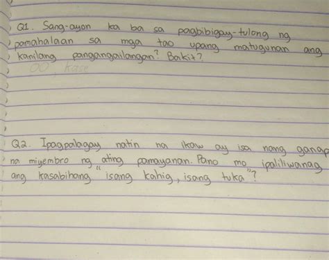 Q Sang Ayon Ka Ba Sa Pagbibigay Tulong Ng Pamahalaan Sa Mga Tao Upang