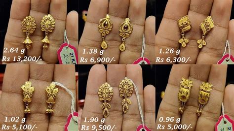 Latest Lightweight Gold Daily Wear Earrings Designs With Weight And