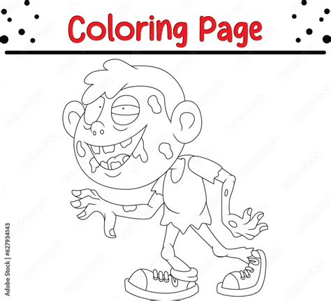 Halloween zombie coloring page for kids. Halloween celebration coloring ...