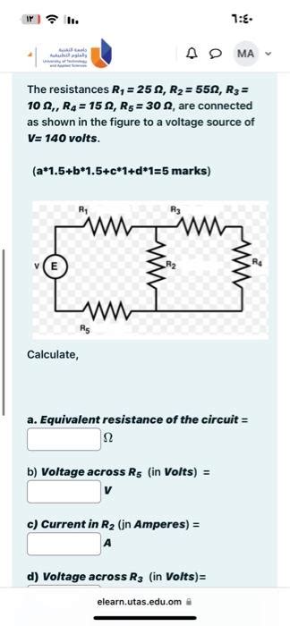 Solved The Resistances R1 25Ω R2 55Ω R3 10Ω R4 15Ω R5 30Ω