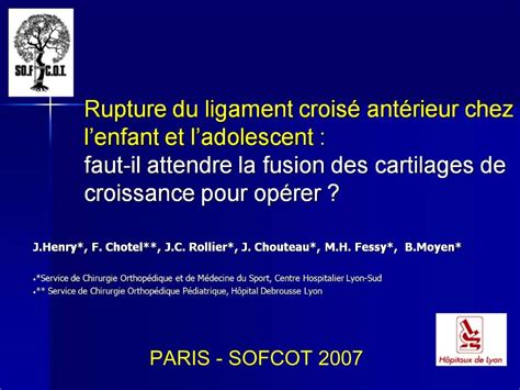 Ppt Rupture Du Ligament Crois Ant Rieur Chez L Enfant Et L Adolescent