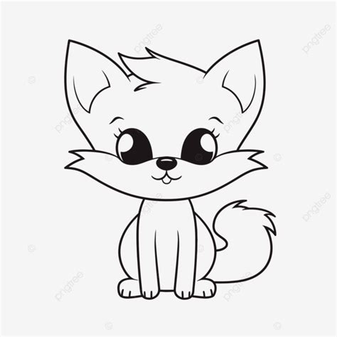 Cartoon Cute Fox Drawing Outline Sketch Vector Fox Clipart Cute Clipart Drawing Clipart Png