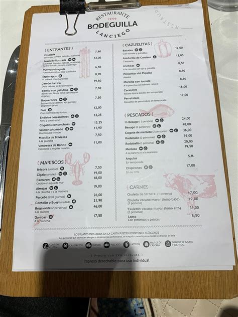 Carta Del Restaurante La Bodeguilla Lanciego Vitoria Gasteiz