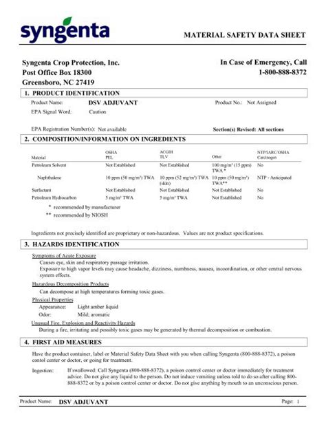 MSDS Syngenta