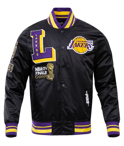 Black Satin Logo Los Angeles Lakers Mash Up Jacket Jackets Creator