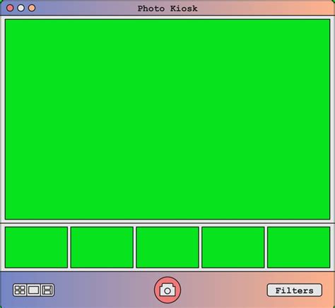 a green screen with the words photo kiosk on it