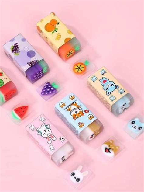 3pcs Pencil Erasers For Kids Students Cute Erasers Bulk Fun Erasers