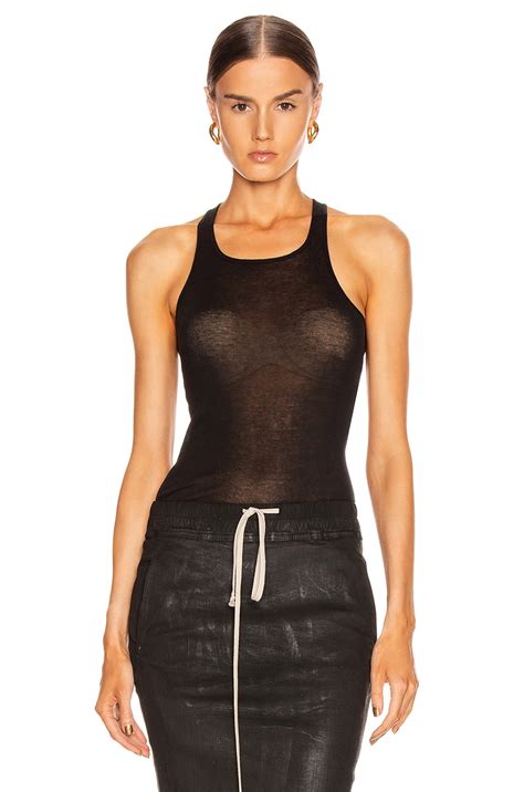 Rick Owens Basic Rib Tank Top In Black Fwrd