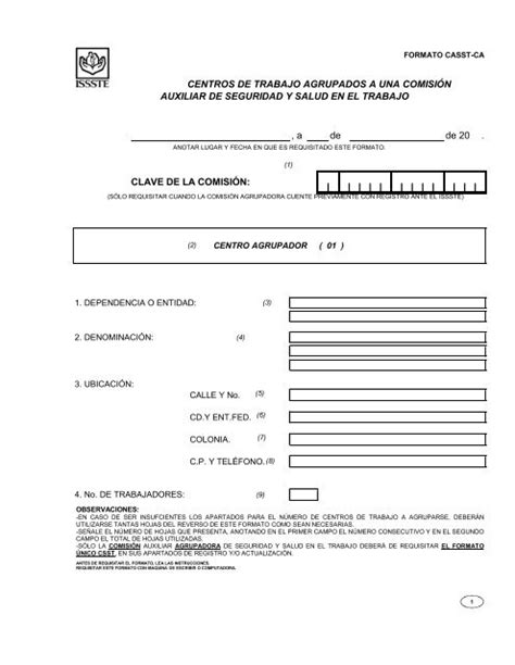 Formato CASST CA Pdf Issste