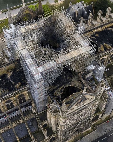 Aerial photos of fire damaged Notre Dame Cathedral - April 17, 2019 ...