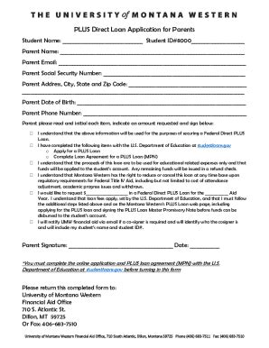 Fillable Online Federal Direct Parent Plus Loan Request Form Fax Email