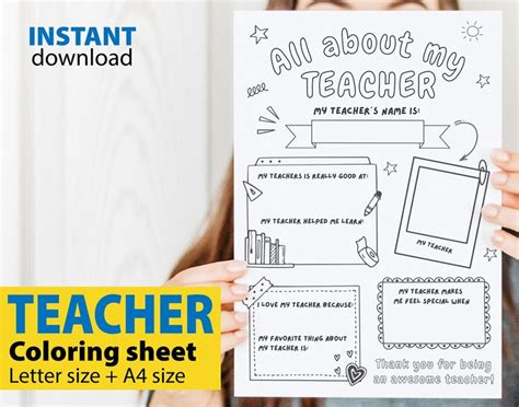 All About My Teacher Teacher Appreciation Week Printable Meet The