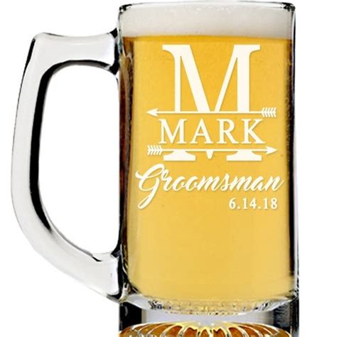 Monogram Groomsman Beer Mug Glass Gift Personalized Groomsmen Etsy