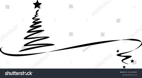 Christmas Tree Drawing Silhouette Vector Stock Vector (Royalty Free) 2082388681 | Shutterstock