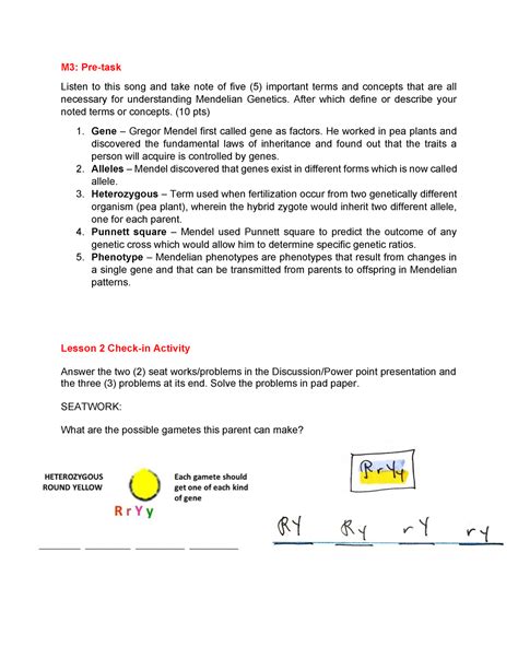 Mendelian Genetics Heterozygous Assignment M3 Pre Task Listen To