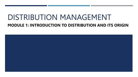 distribution management introduction  distribution   origin