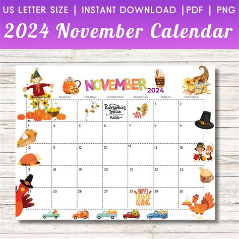 November 2024 Calendar Thanksgiving Printable | Printable Calendar 2025