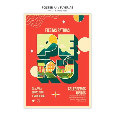 Free Psd Fiestas Patrias Peru Poster Template