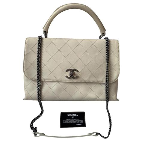 Chanel Cuir Blanc cassé ref 178952 Joli Closet