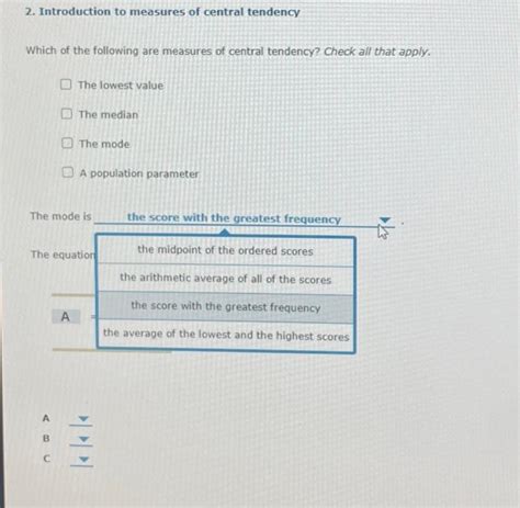 Solved 2 Introduction To Measures Of Central Tendency Which