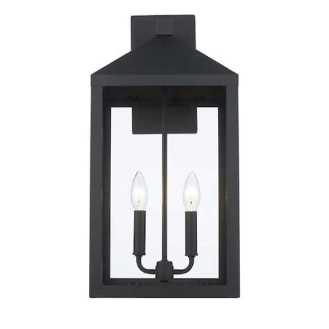 Bel Air Lighting Storm 21 5 In 2 Light Black Outdoor Wall Light Fixture With Clear Glass 51532