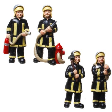 Funny World Beruf 4er Set Feuerwehr Männer in Aktion 10cm Isideco