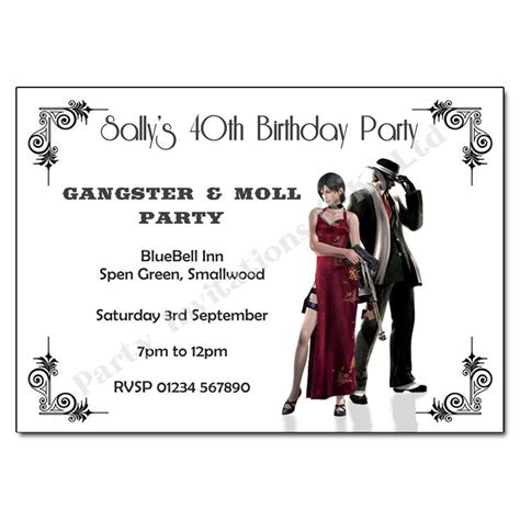 Gangster And Moll Gangster Party Party Invitations Mafia Party