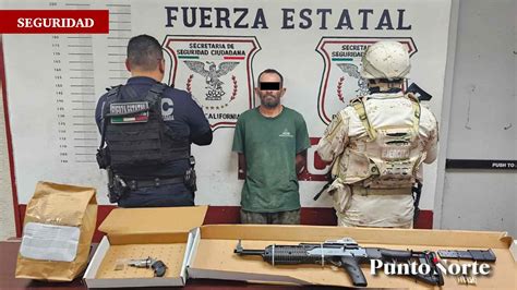 Fuerza Estatal Y Sedena Detienen A Hombre Con Arma Larga Pistola Y