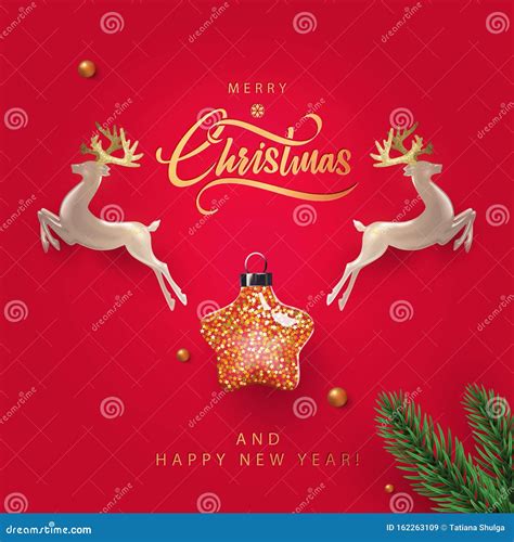 Merry Christmas And Happy New Year Design Template In Modern Minimalist