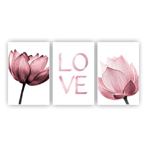 Quadros Decorativos Floral Flor Love Rosa 30x20 Elo7