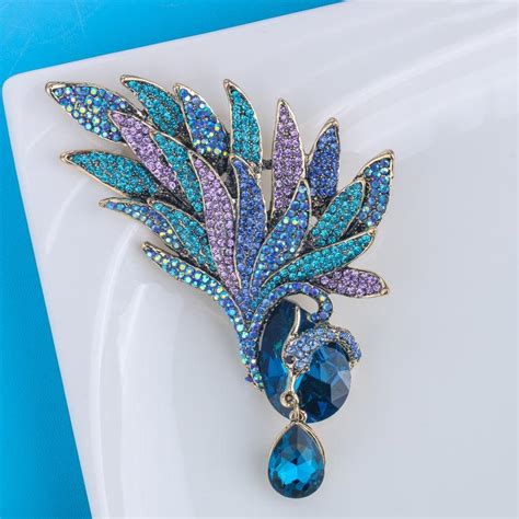 Cheap Wuli Baby Big Luxury Feather Brooches For Women Unisex Color