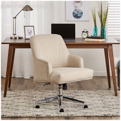 Best Buy: Serta Leighton Modern Twill Fabric Home Office Chair Chrome ...