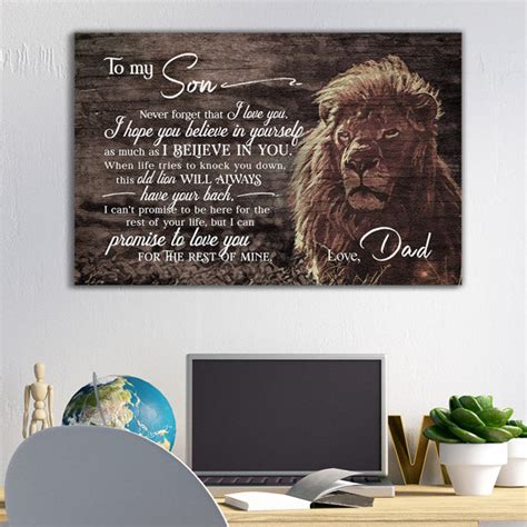 To My Son Never Forget I Love You This Old Lion Canvas Wall Art