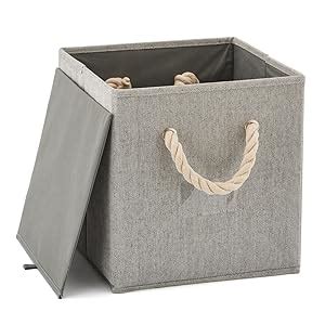 Amazon Set Of Ezoware Foldable Bamboo Fabric Storage Bin With