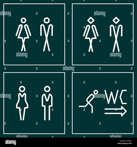 Wc Toilet Door Plate Icon Set Men And Women Wc Sign For Restroom Wc