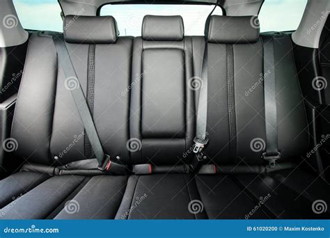 Back Passenger Seats In Modern Luxury Car Frontal View Perforated