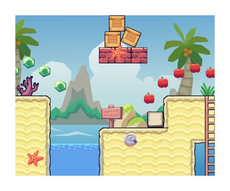 Beach Area Seamless Platformer Tileset Game Art Partners