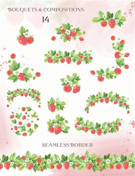 Strawberry Watercolor Collection Design Cuts