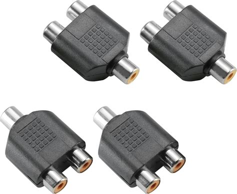 Juvielich 4pcs Rca Female To 2 Rca Female Connector Mono