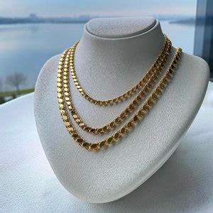 K Solid Gold Mirror Chain Fancy Necklace Chain Necklace Flat Link