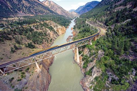 Canyon Bridge Over The Fraser River Near Lillooet Bc Rocky